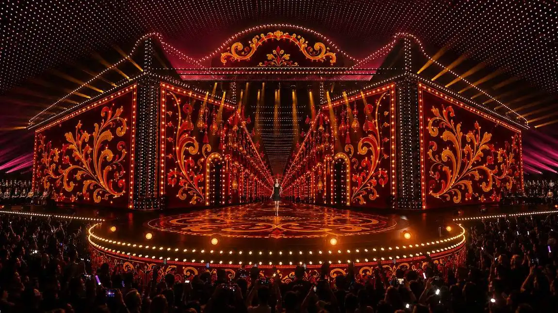 A render of the Junior Eurovision 2026 stage dressed as a festa street