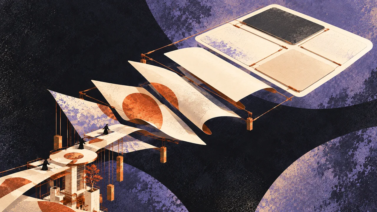 Layered planes folding into a rectangular device-like surface